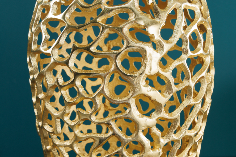 Filigrane Design Vase ABSTRACT LEAF gold 65cm Handarbeit