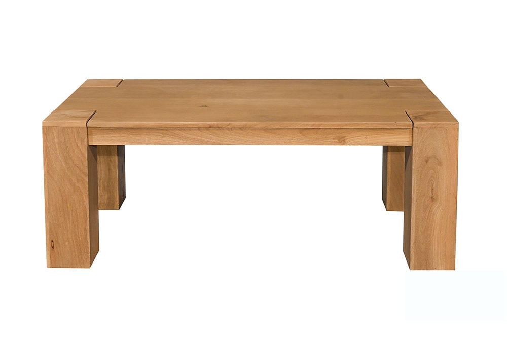Massiver Couchtisch MAKASSAR 100cm natur Mangoholz cream finish einzigartige Maserung