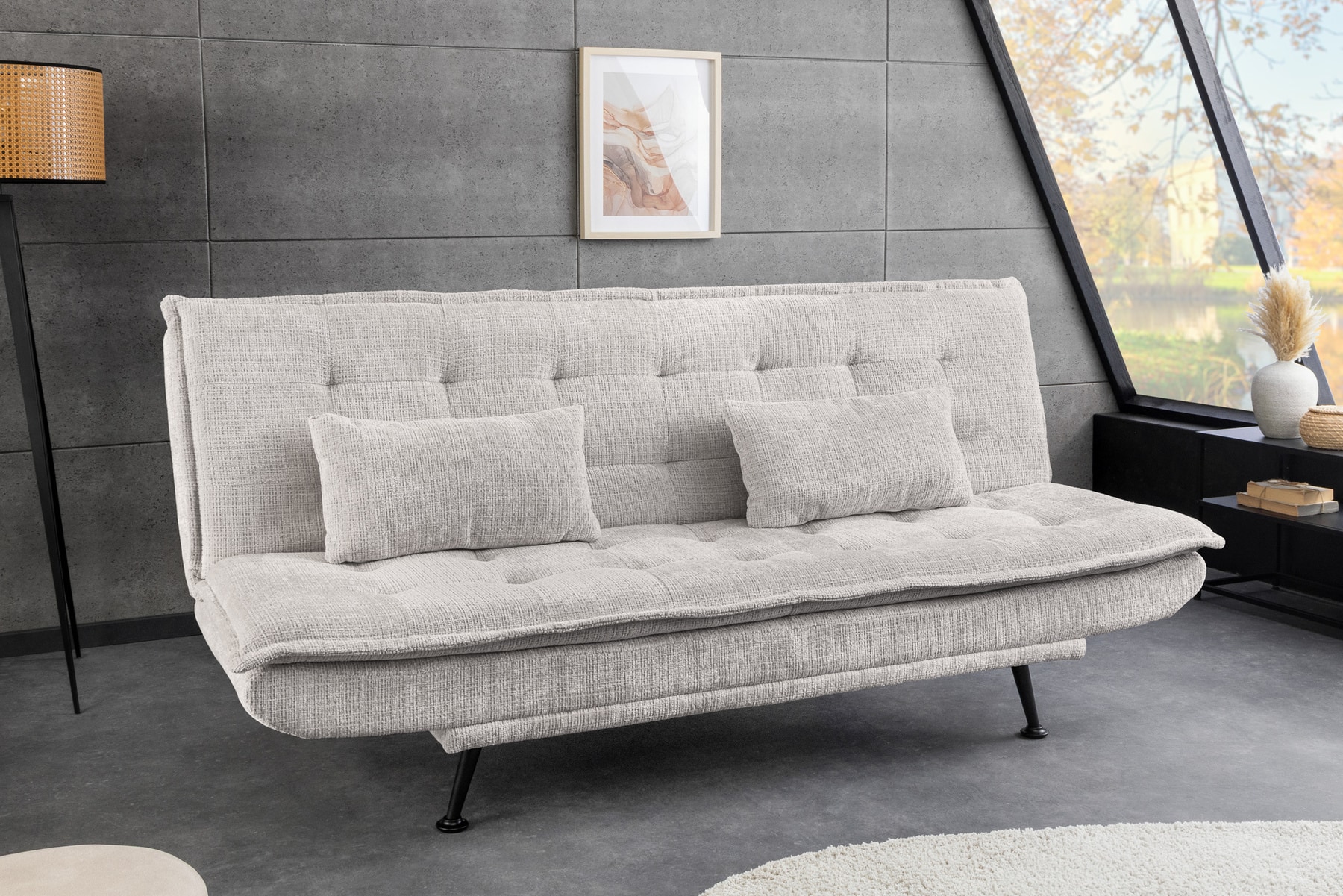 Modernes Schlafsofa JAZZ 190cm champagner beige Chenille 3-Sitzer Couch