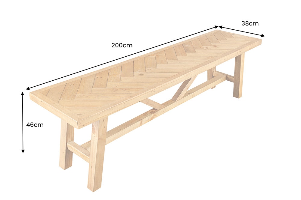 Massive Sitzbank MOSAIK 200cm natur Pinienholz recycelt