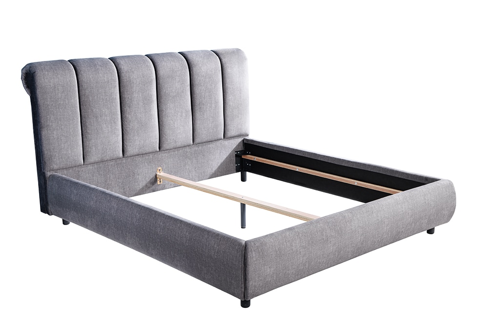 Design Bett MILANO 180x200cm grau Vogue Seiden Samtstoff
