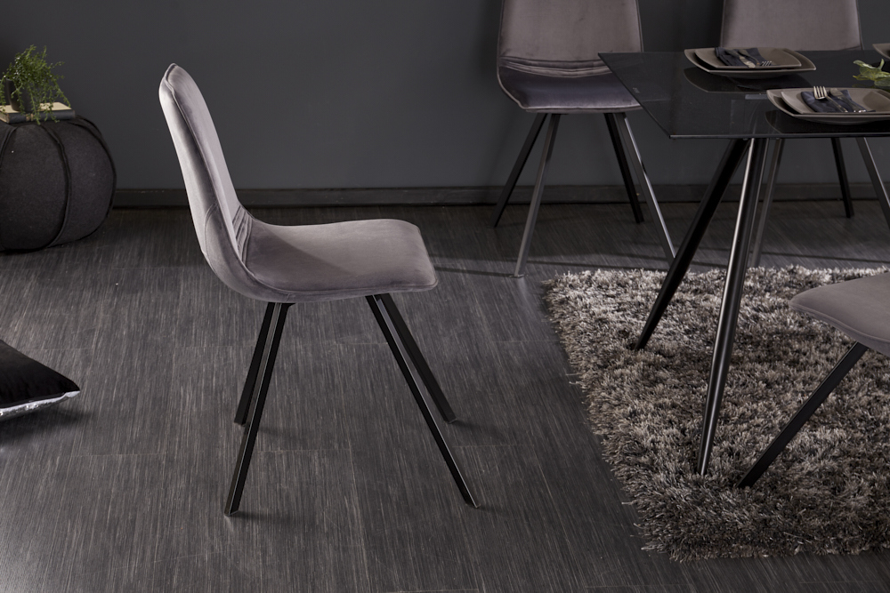 Retro Stuhl AMSTERDAM CHAIR dunkelgrau Samt Designklassiker