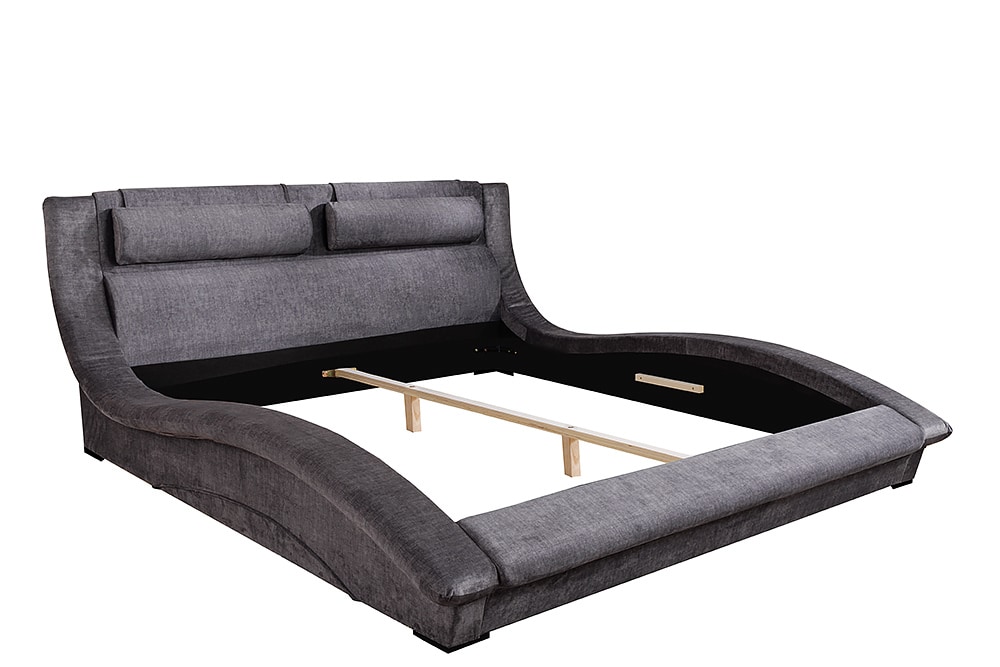 Bett SWING 180x200cm grau Vogue Seiden Samtstoff