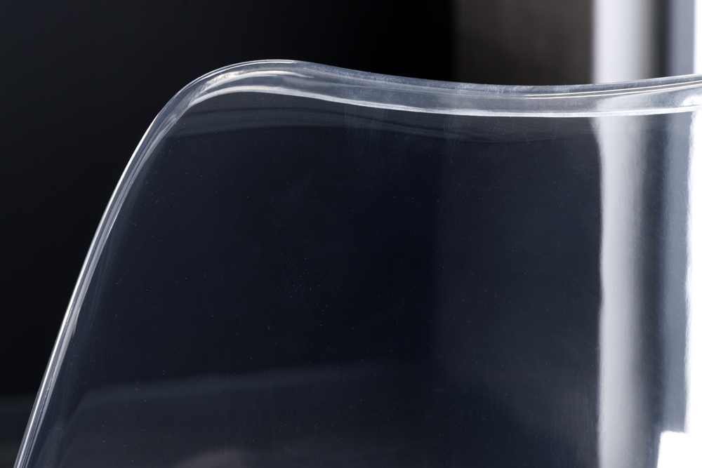 Design Stuhl SCANDINAVIA MEISTERSTÜCK transparent schwarz Kunststoff Buchenholz natur