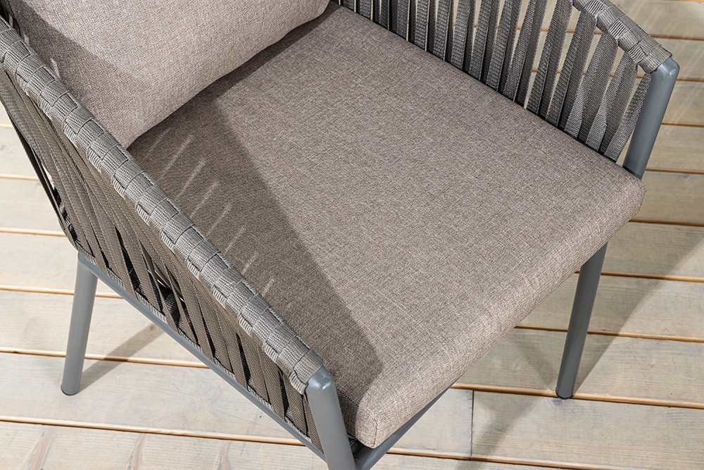 Moderner Stuhl ROPE beige anthrazit Aluminium Gartensessel inkl. Kissen In- und Outdoor