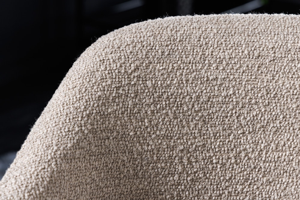 Design Stuhl VOGUE greige Bouclé schwarze Metallbeine