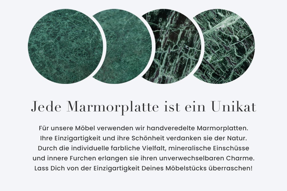 Eleganter Couchtisch DIAMOND 70cm grün messing mit Marmorplatte