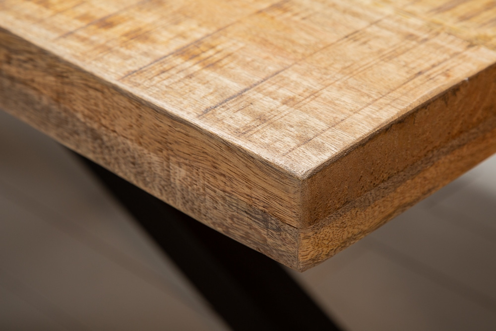 Massiver Industrial Esstisch GALAXIE 200cm Mangoholz sternenförmiges Gestell