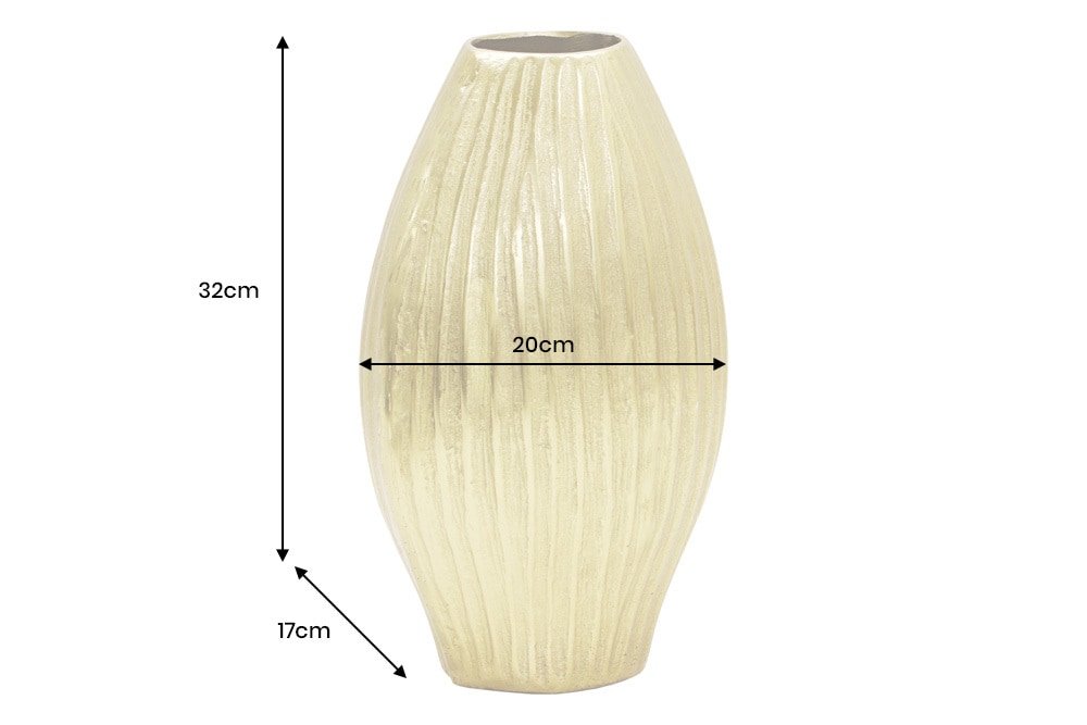 Handgefertigte Deko-Vase ELEGANCE 35cm gold antik Metall Hammerschlag Design