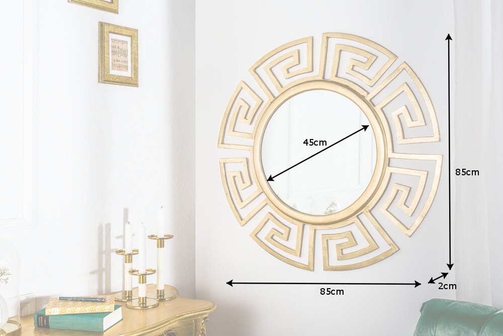 Glamouröser Design Spiegel EUPHORIA XL 85cm gold Wandspiegel Handarbeit aus Metall