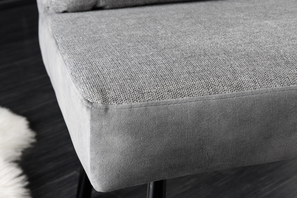 Moderne Sitzbank BIG GEORGE 160cm grau Samt Strukturstoff Taschenfederkern Metall