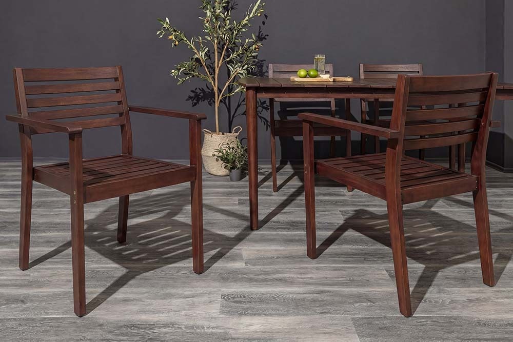 Outdoor Gartenstuhl KOPENHAGEN beige braun Akazie honey finish inkl. Kissen stapelbar