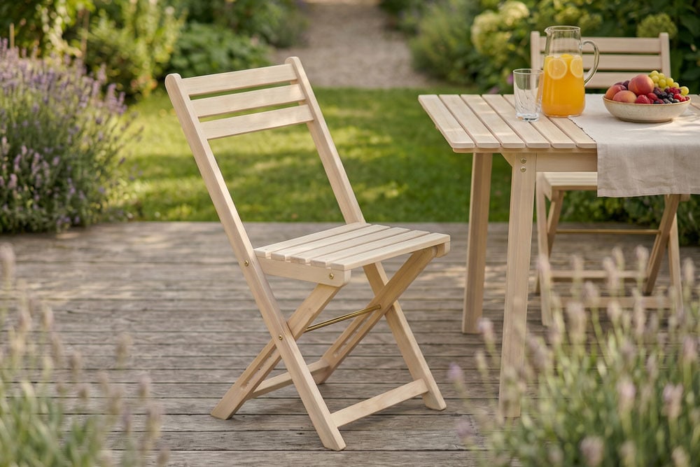 Outdoor Balkonstuhl BALI natur hell Akazienholz klappbar wetterfest Gartenstuhl