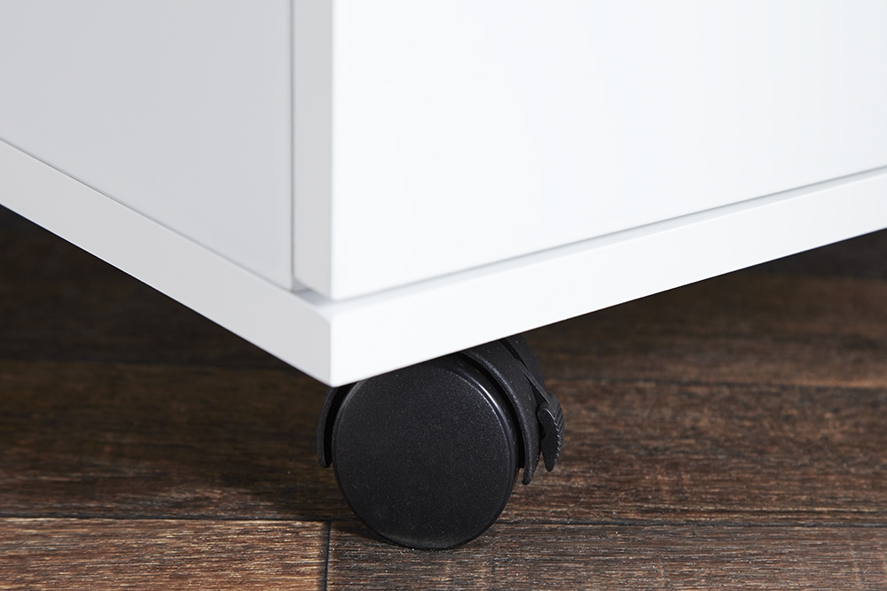 Moderner Rollcontainer BIG DEAL 45cm weiß Hochglanz 3 Schubladen