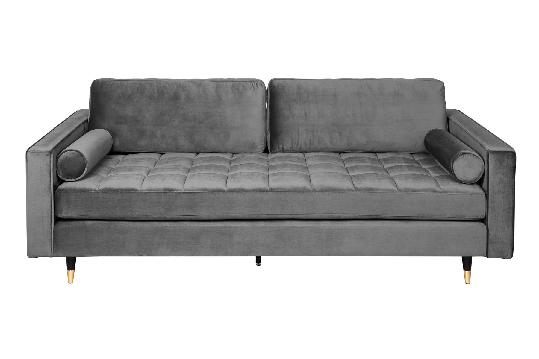 Design 3-Sitzer Sofa COZY VELVET 220cm grau Samt Federkern Lounge