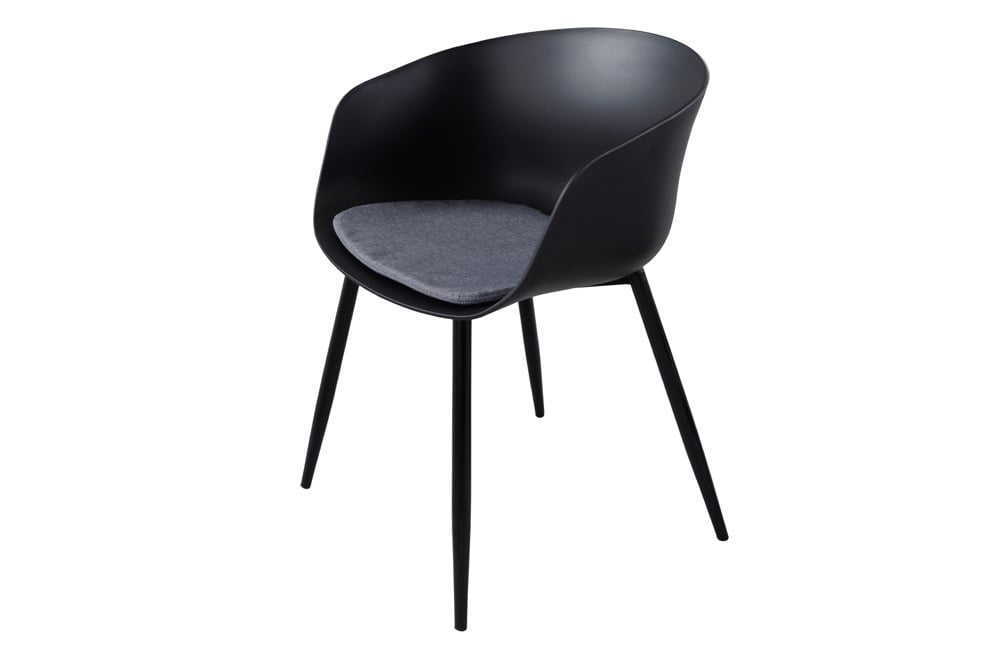 Moderner Stuhl DESIGNO schwarz Kunststoff Gartenstuhl mit Armlehnen Indoor Outdoor