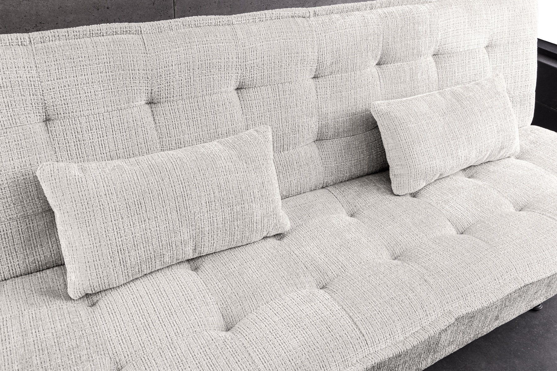 Modernes Schlafsofa JAZZ 190cm champagner beige Chenille 3-Sitzer Couch