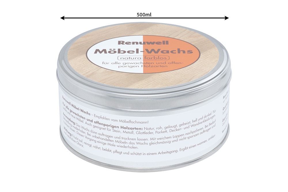 Renuwell MÖBEL WACHS 500ml Pflegemittel für Tische Schränke Stühle Holzpflege