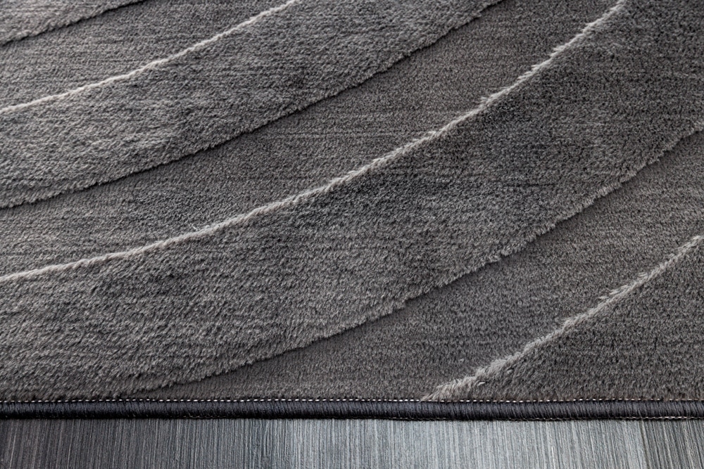 3D strukturierter Kurzflor Teppich WAVE 230x160cm anthrazit Hoch-Tief-Effekt