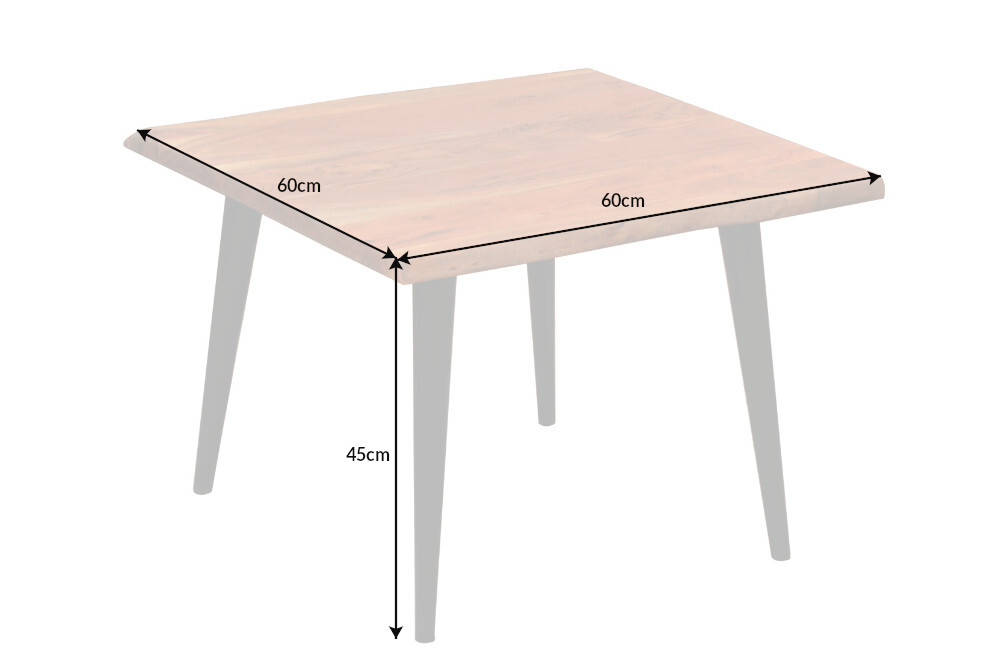 Massiver Beistelltisch ORGANIC LIVING 60cm braun Akazie Couchtisch Live Edge