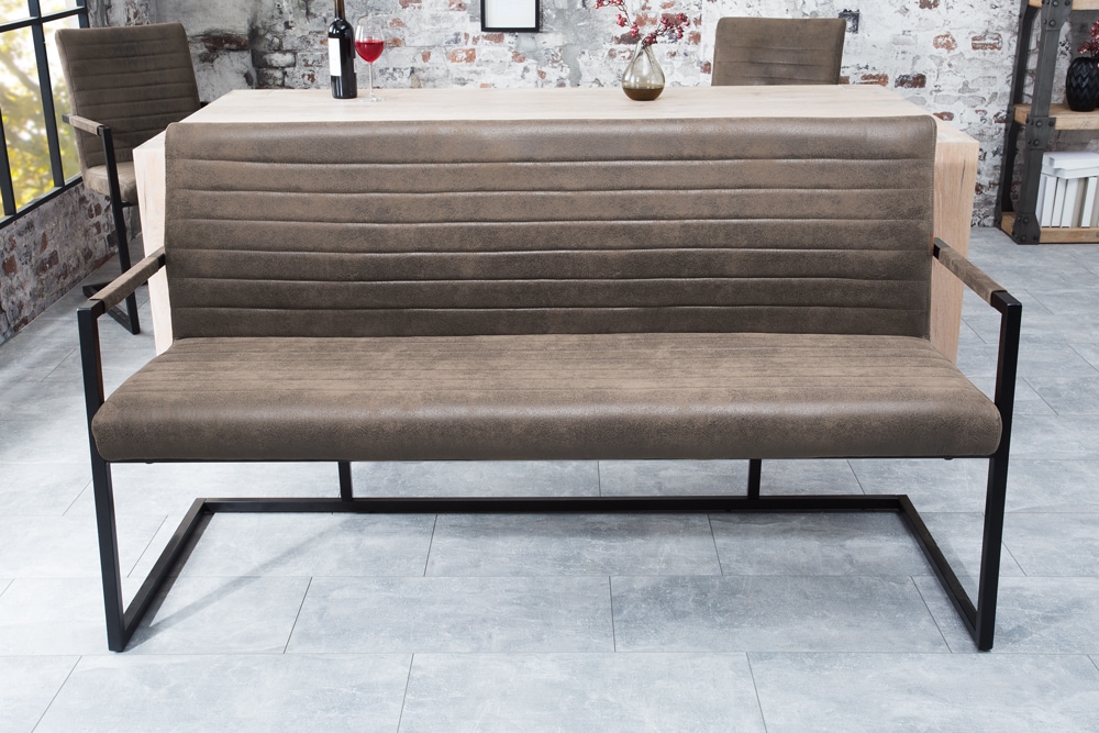 Industrial Freischwinger Bank LOFT 160cm taupe mit Armlehne
