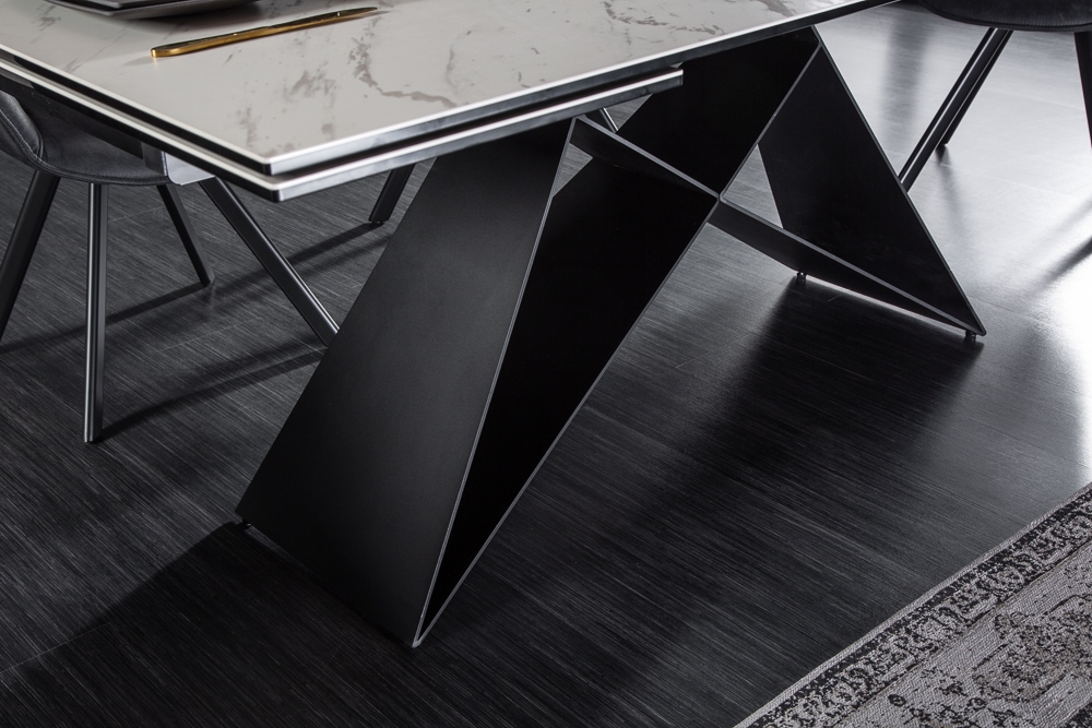 Ausziehbarer Esstisch PROMETHEUS 180-220-260cm weiß Marmor Keramik made in Italy