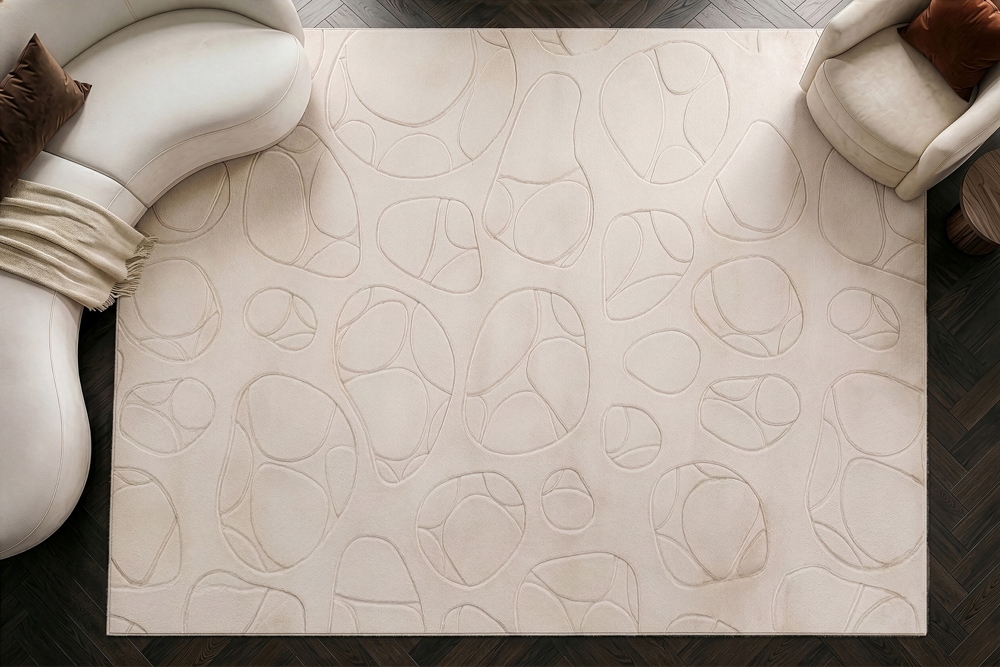 3D Hochflor Teppich LUNA 300x230cm beige Hoch-Tief-Effekt Indoor-Teppich