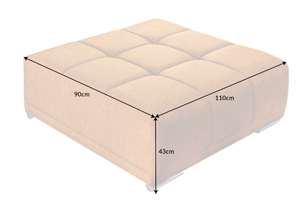 Extravaganter Hocker ELEGANCIA 110cm senfgelb Vogue Velours Samt mit Ziersteppung