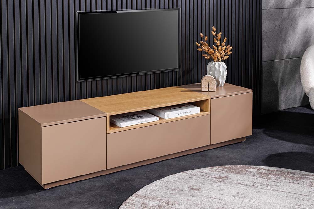 Modernes TV-Board LOFT 160cm natur grau beige greige drei Fächer Schublade » Jetzt kaufen