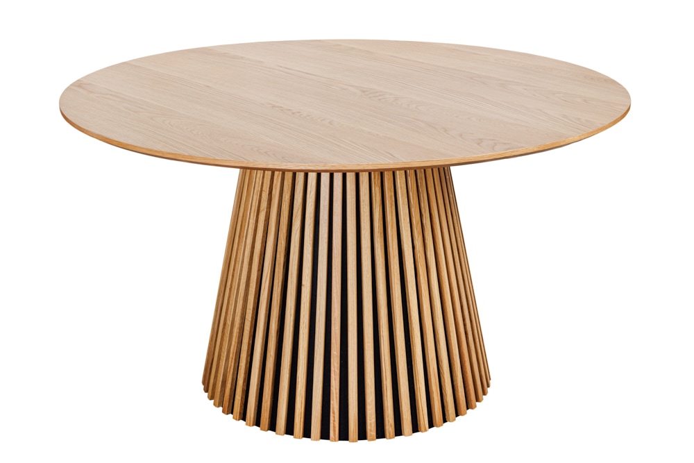 Runder Esstisch VALHALLA WOOD 120cm natur Eichenholz Säulenfuß