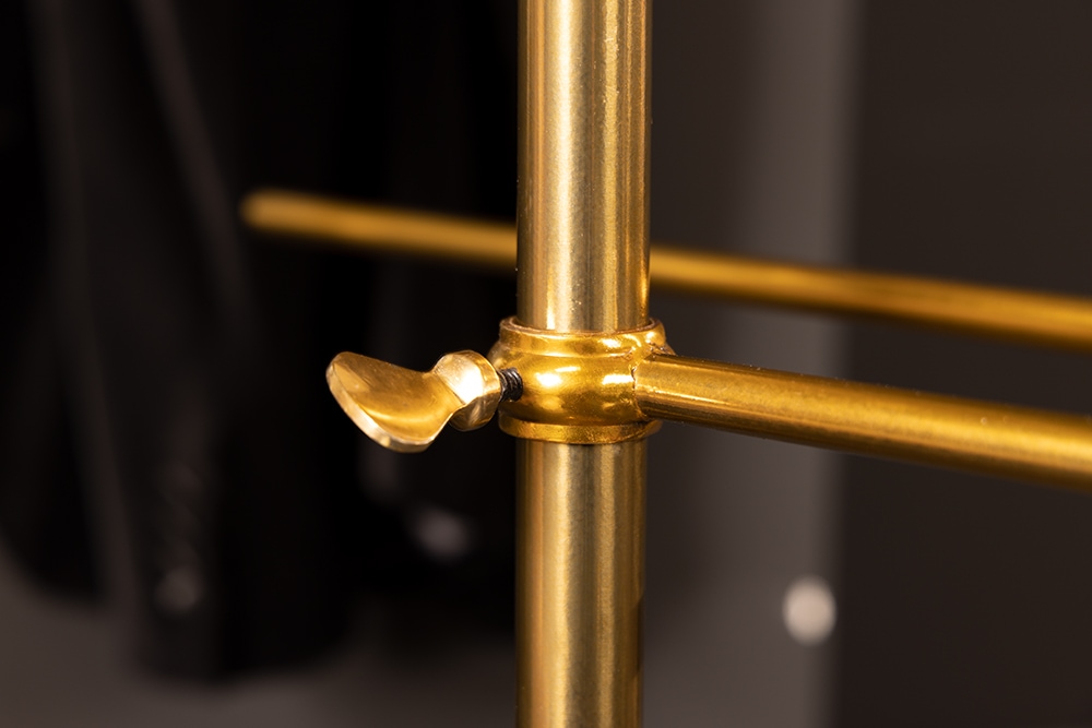 Eleganter Herrendiener VALET 128cm gold Aluminium Kleiderhaken Garderobenständer