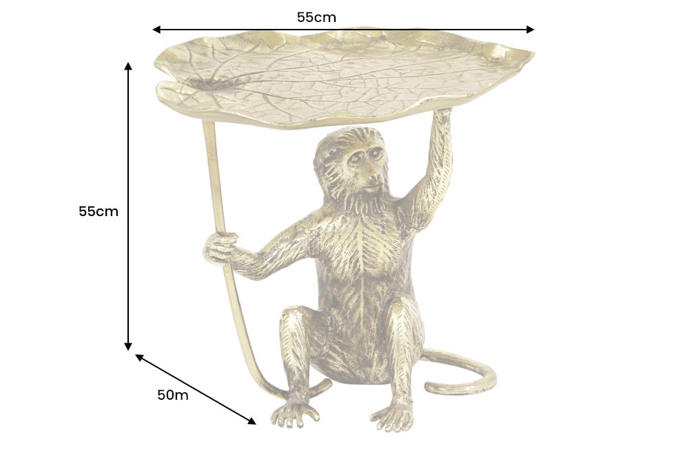 Design Beistelltisch WILDLIFE MONKEY 60cm gold antik Metall handmade