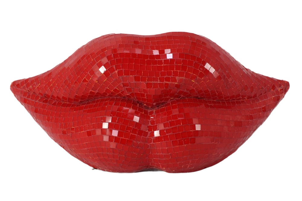Glamouröse Deko-Figur DISCO LIP 30cm rot Glas-Mosaik-Design handmade