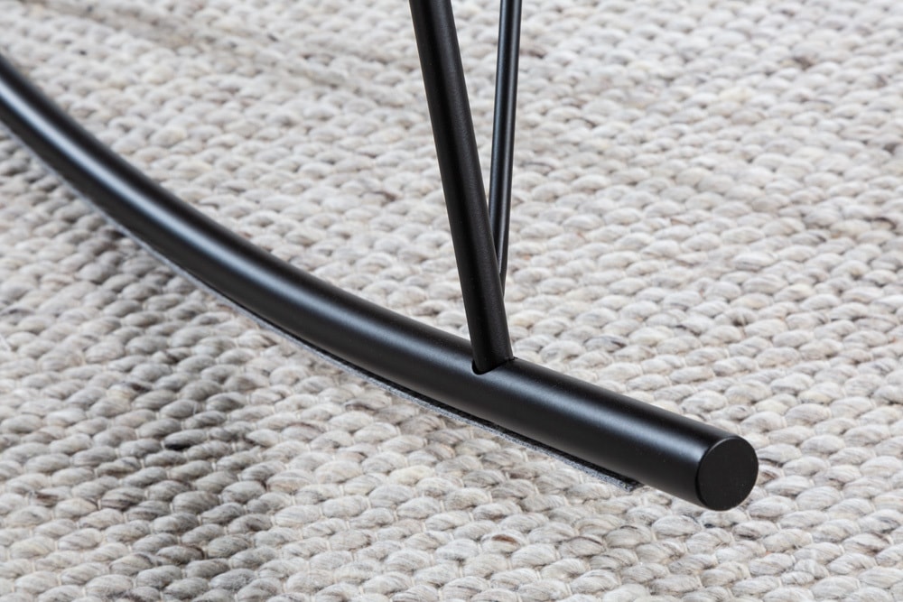 Design Schaukelstuhl SCANDINAVIA SWING weiß Bouclé Sessel schwarz Metall