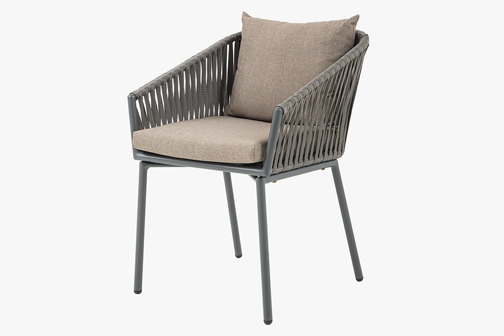 Moderner Stuhl ROPE beige anthrazit Aluminium Gartensessel inkl. Kissen In- und Outdoor