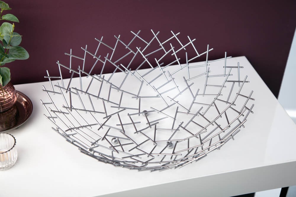 Design Schale STRUCTURE 45cm silber pulverbeschichtetes Metall Design Schale STRUCTURE 45cm silber pulverbeschichtetes Metall
