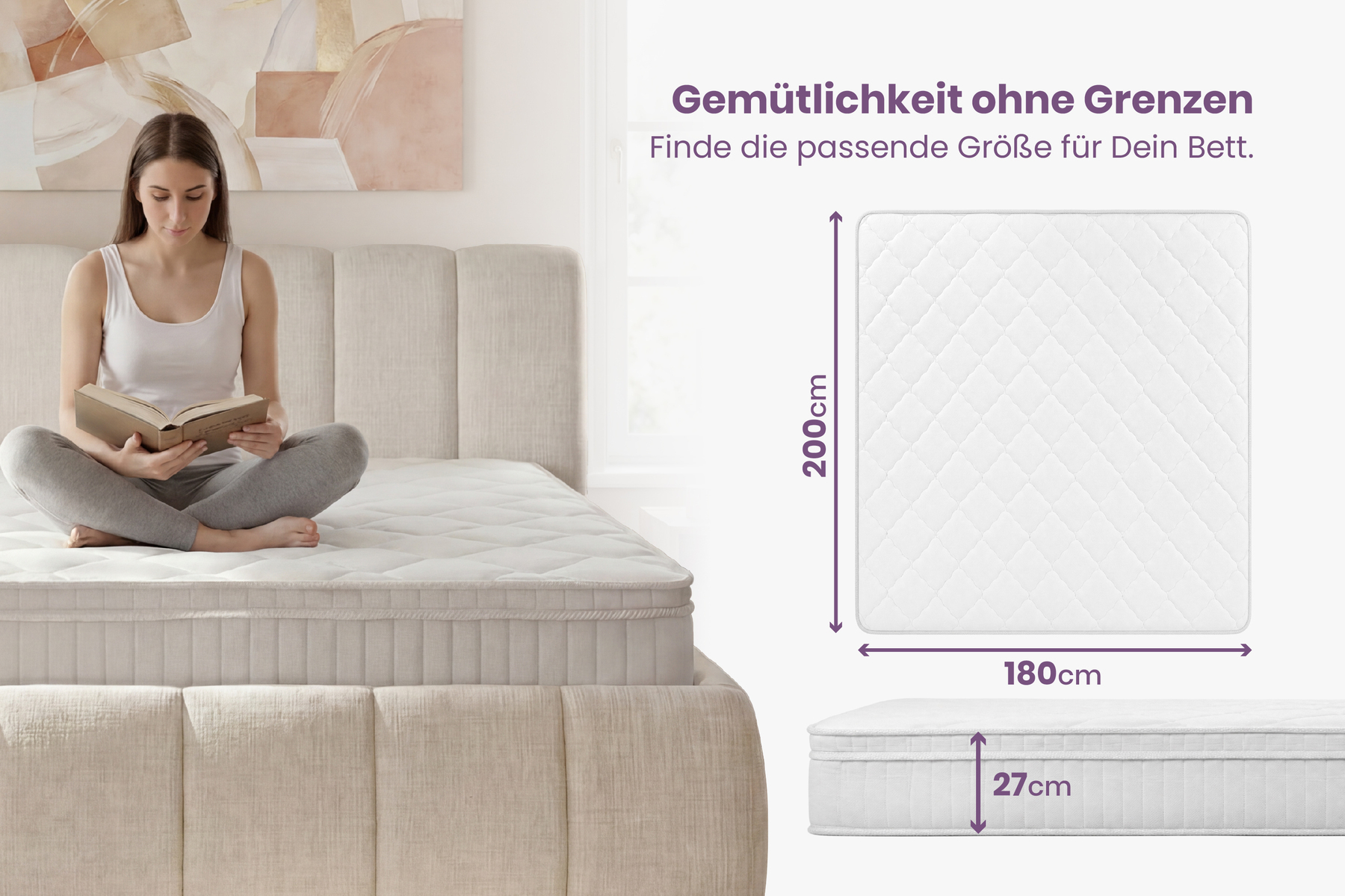 Ergonomische Boxspringmatratze CLOUD FLEX 180x200cm Tonnentaschenfederkern 7-Zonen