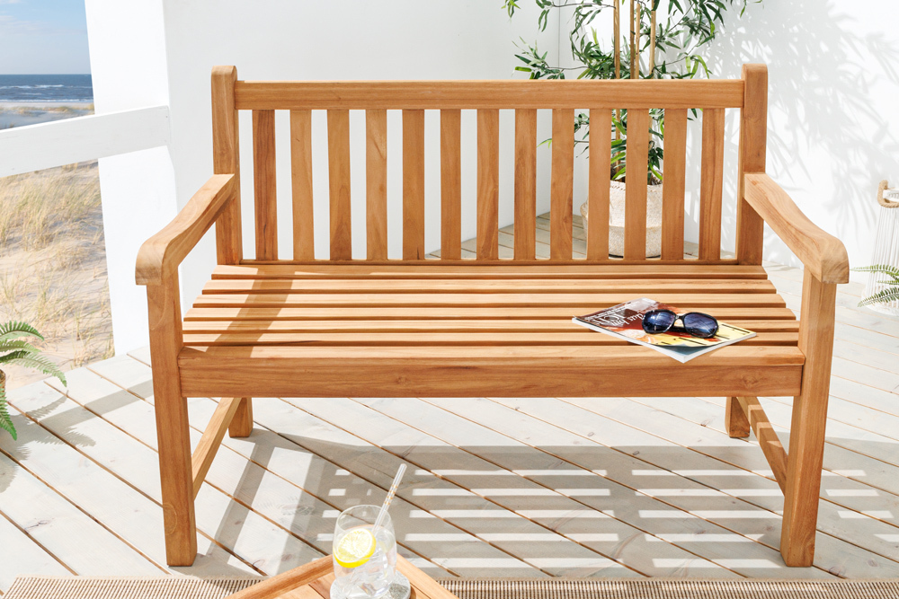 Outdoor Gartenbank EMPIRE TEAK 120cm natur Massivholz