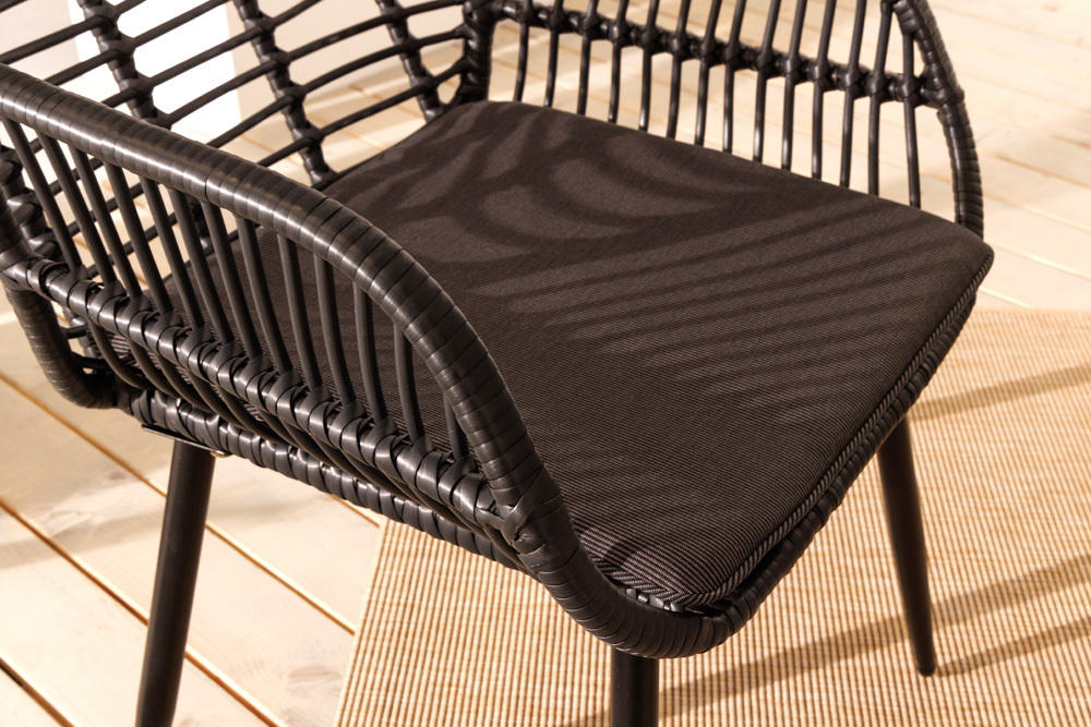 In- und Outdoor Bistro Balkon-Set PARIS schwarz Polyrattan Sitzgruppe inkl. Tisch