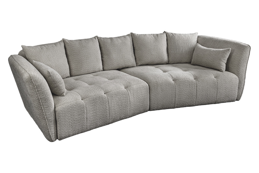 Modernes Big Sofa ROYAL 295cm grau Bouclé Federkern XXL-Couch inkl. Kissen