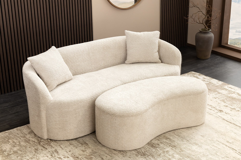 Extravagantes Sofa ELEMENTAL 180cm champagner beige Feinstrick Bouclé 2-Sitzer