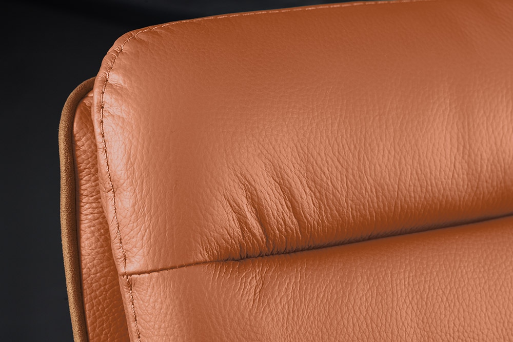 Drehbarer Design Barhocker BIG GEORGE cognac Echtleder höhenverstellbar mit Armlehnen