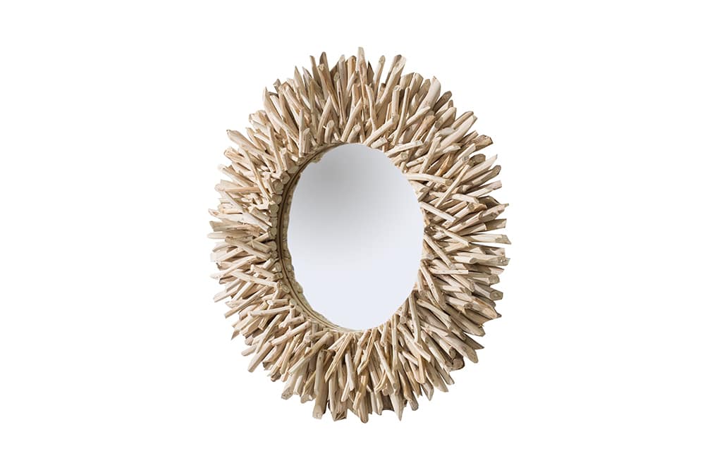 Handgearbeiteter Teakholz Spiegel RIVERSIDE 80cm natur Treibholz