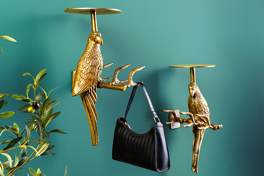 2er Set Wandgarderobe WILDLIFE BIRDS 45cm gold Metall Hammerschlag Design handmade 2er Set Wandgarderobe WILDLIFE BIRDS 45cm gold Metall Hammerschlag Design handmade