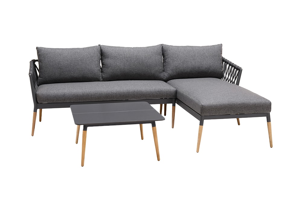 Outdoor Gartenlounge IPANEMA 240cm anthrazit Aluminium Teakholz wetterfest