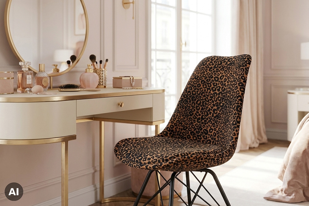 Design Stuhl SCANDINAVIA MEISTERSTÜCK braun schwarz Chenille schwarz Metallgestell