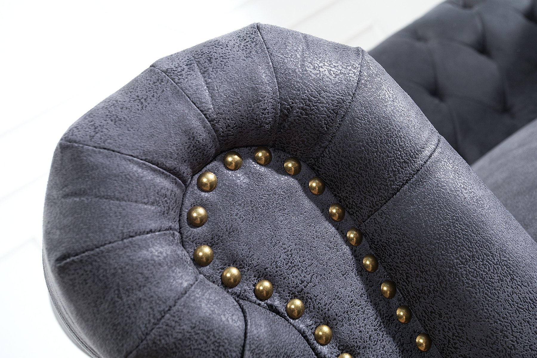 Design 3er Sofa CHESTERFIELD 200cm antik grau Federkern 3-Sitzer Loungesofa