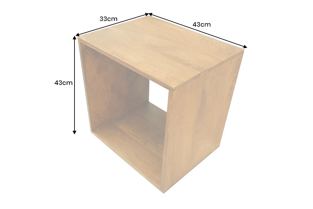 Massiver Beistelltisch MAKASSAR 45cm braun Mangoholz honey finish Nachttisch Regal
