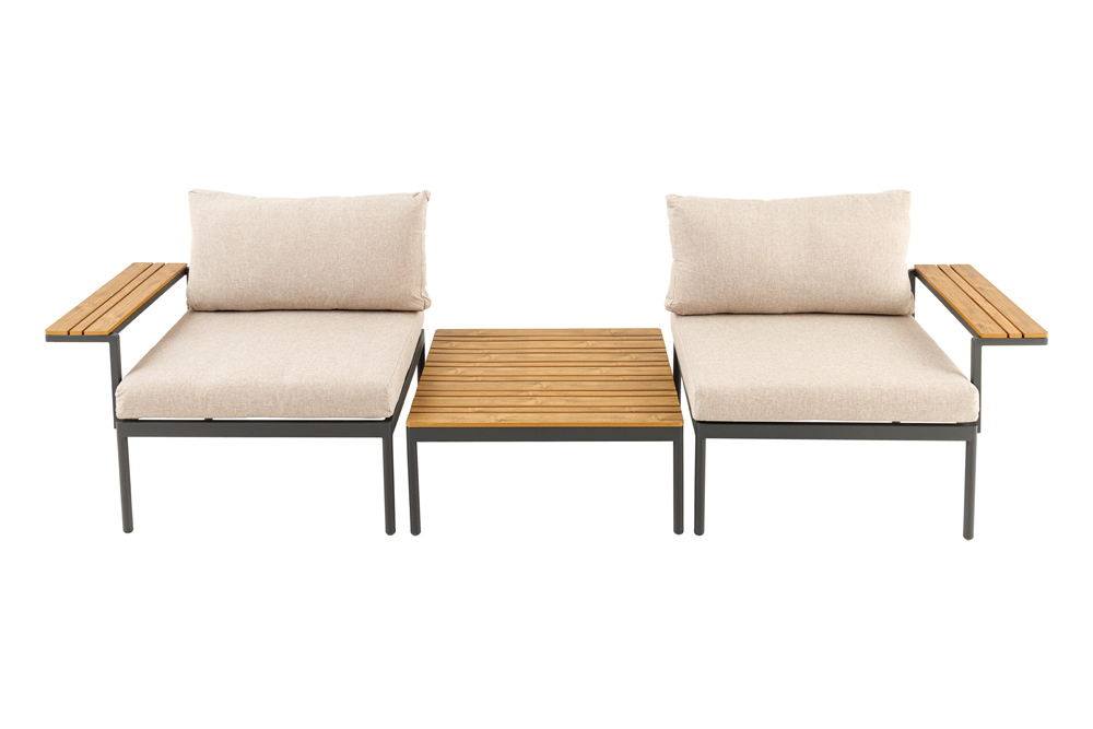 Outdoor Lounge Sitzgruppe MOBILE MODULAR 240cm anthrazit greige inkl. Kissen