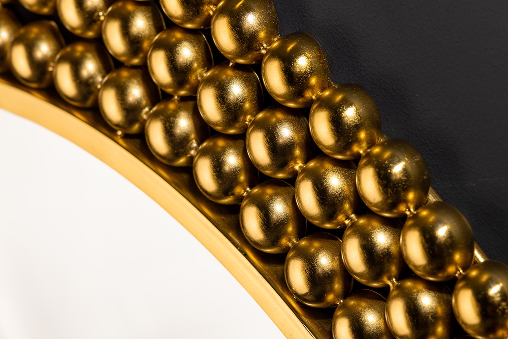 Runder Wandspiegel PEARLS 75cm gold Metall